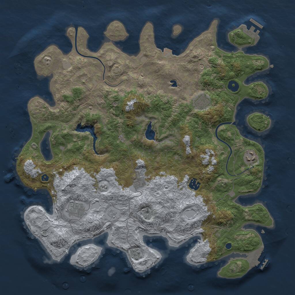 Rust Map: Procedural Map, Size: 4000, Seed: 5343243, 12 Monuments