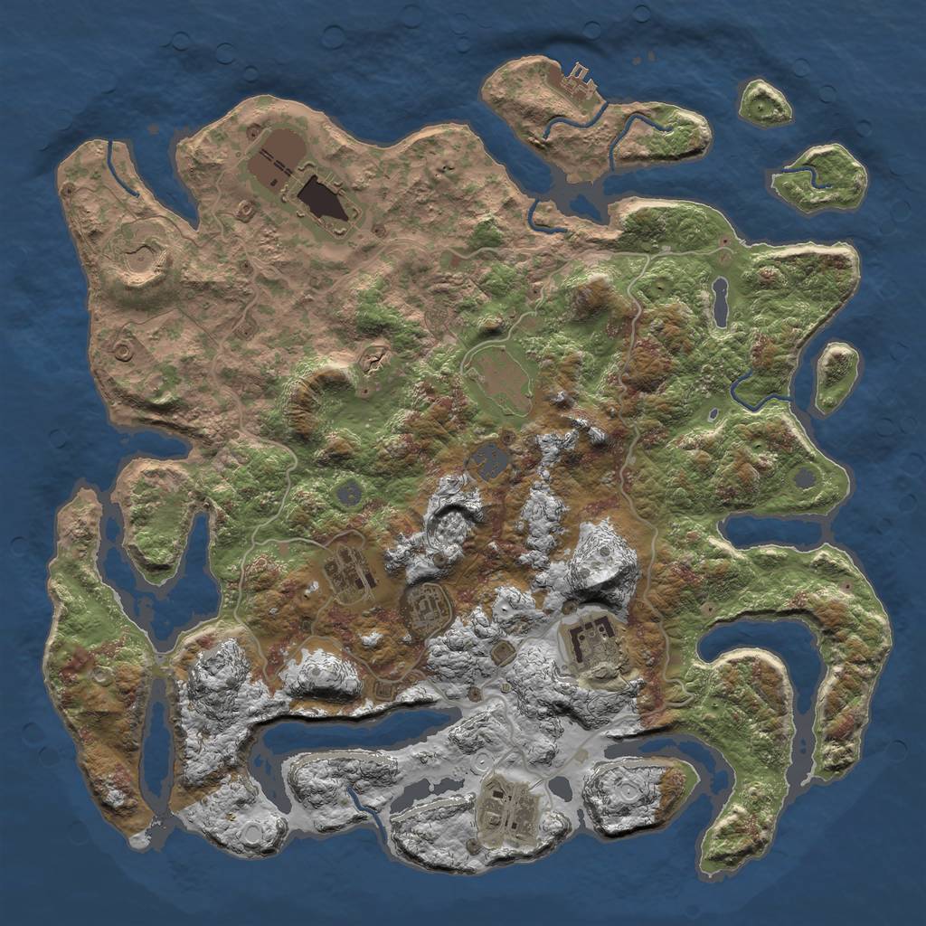 Rust Map: Procedural Map, Size: 4000, Seed: 98462847, 13 Monuments