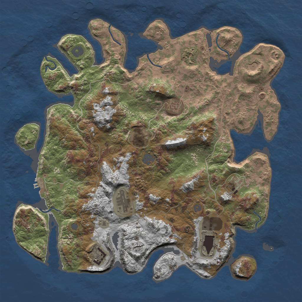 Rust Map: Procedural Map, Size: 4000, Seed: 1304, 14 Monuments