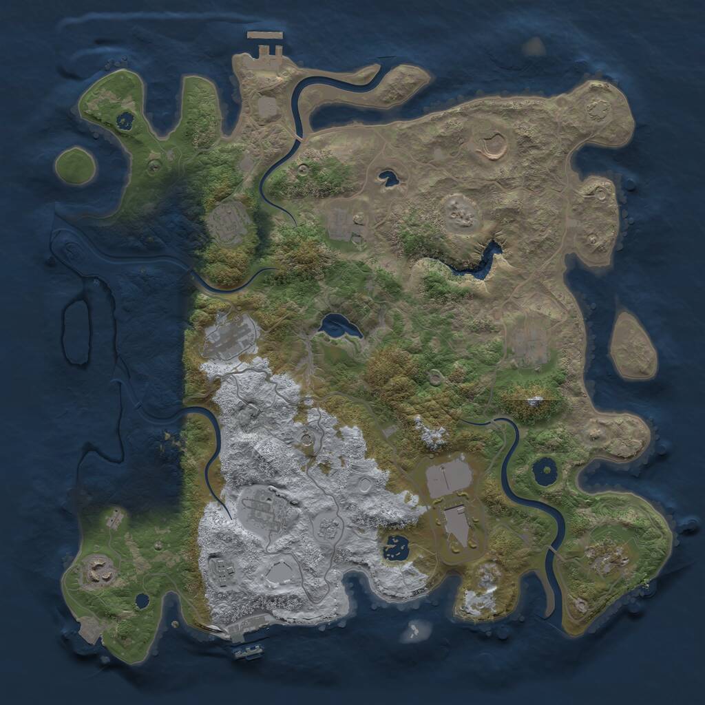 Rust Map: Procedural Map, Size: 4000, Seed: 1304, 17 Monuments