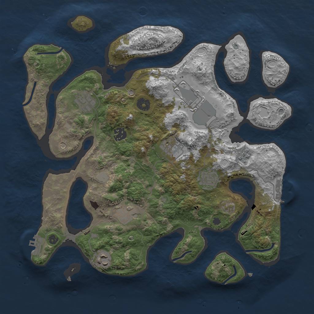 Rust Map: Procedural Map, Size: 3500, Seed: 847362, 16 Monuments