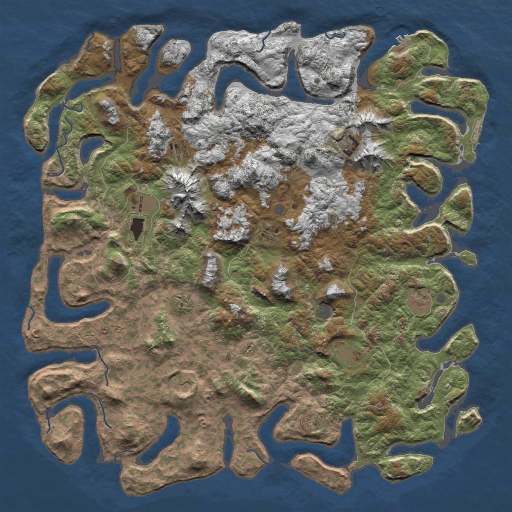 Rust Map: Procedural Map, Size: 5500, Seed: 100082478, 16 Monuments