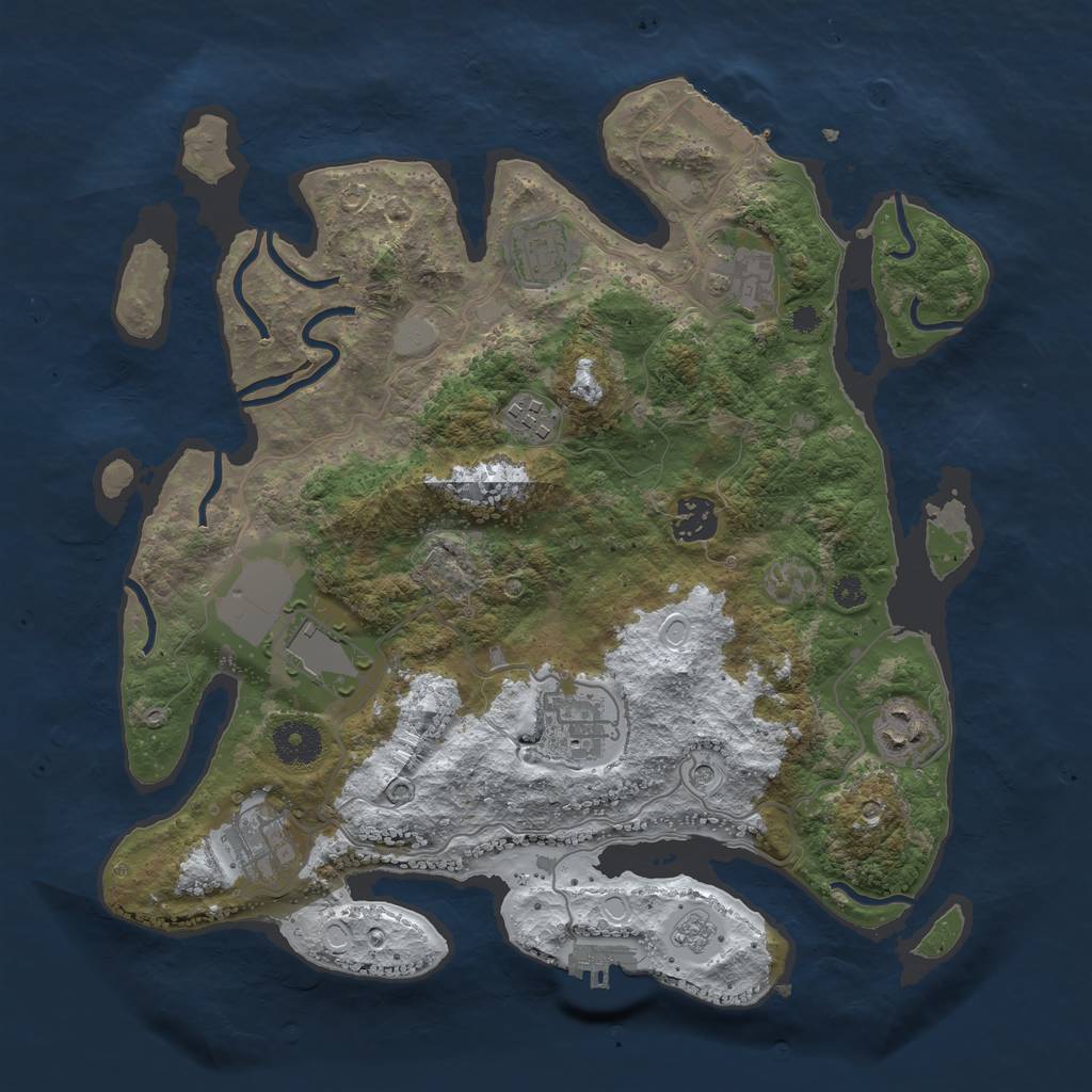 Rust Map: Procedural Map, Size: 3500, Seed: 11346, 17 Monuments