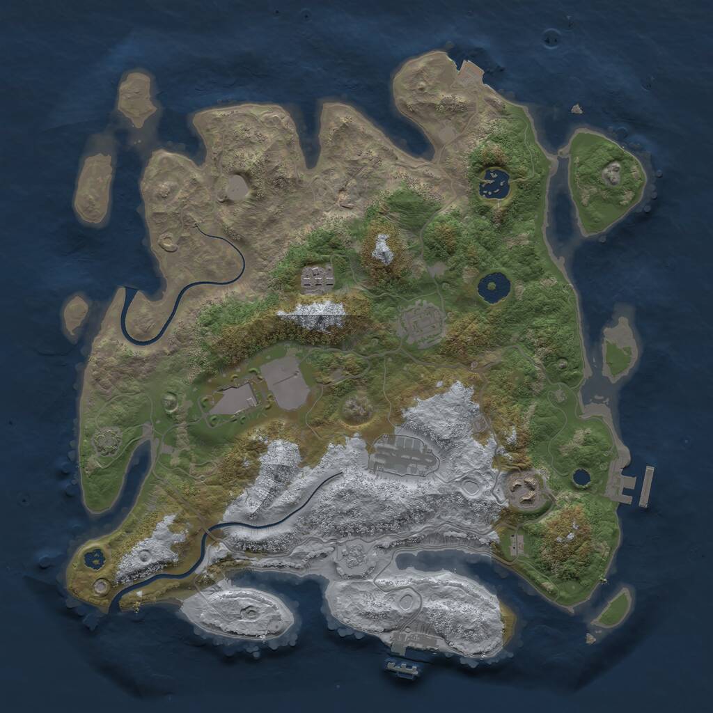Rust Map: Procedural Map, Size: 3500, Seed: 11346, 11 Monuments