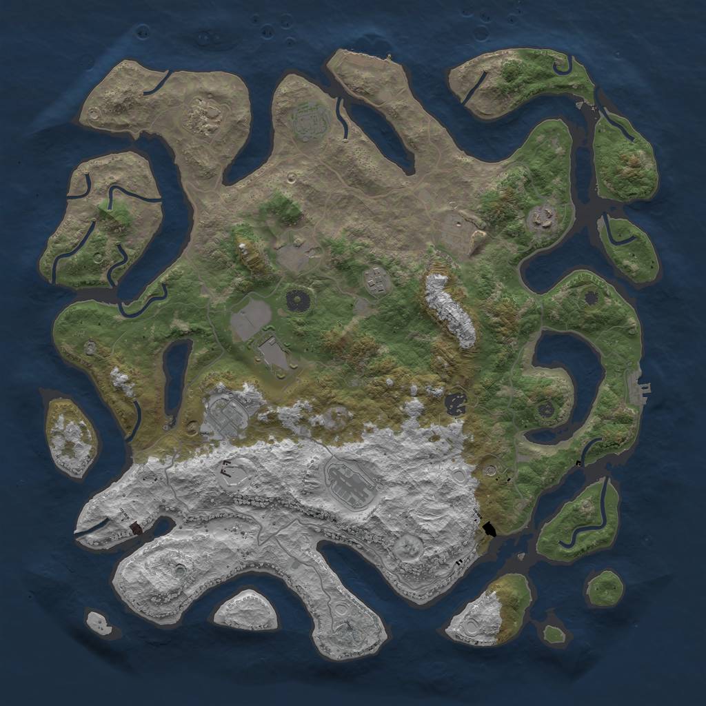 Rust Map: Procedural Map, Size: 4500, Seed: 464245489, 21 Monuments