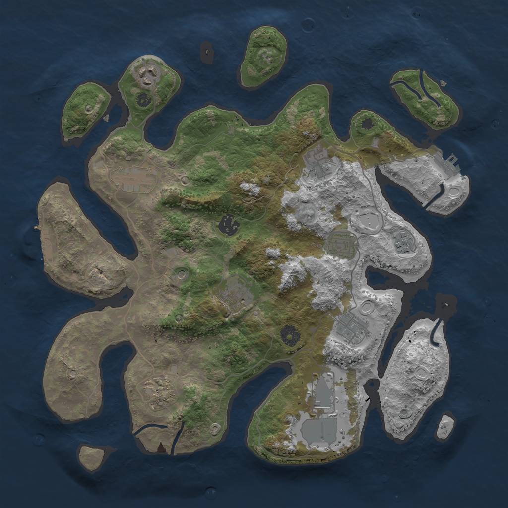 Rust Map: Procedural Map, Size: 3750, Seed: 426049, 18 Monuments