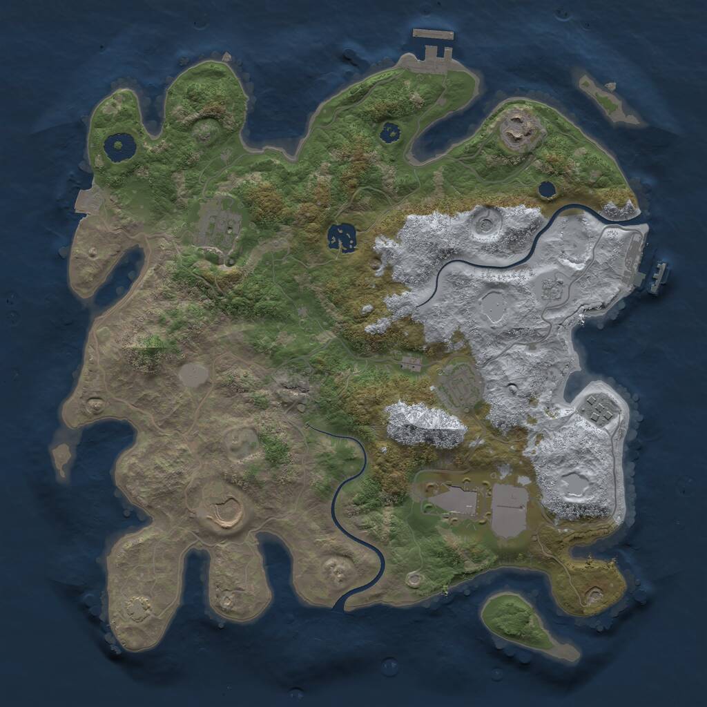 Rust Map: Procedural Map, Size: 3500, Seed: 558316229, 13 Monuments