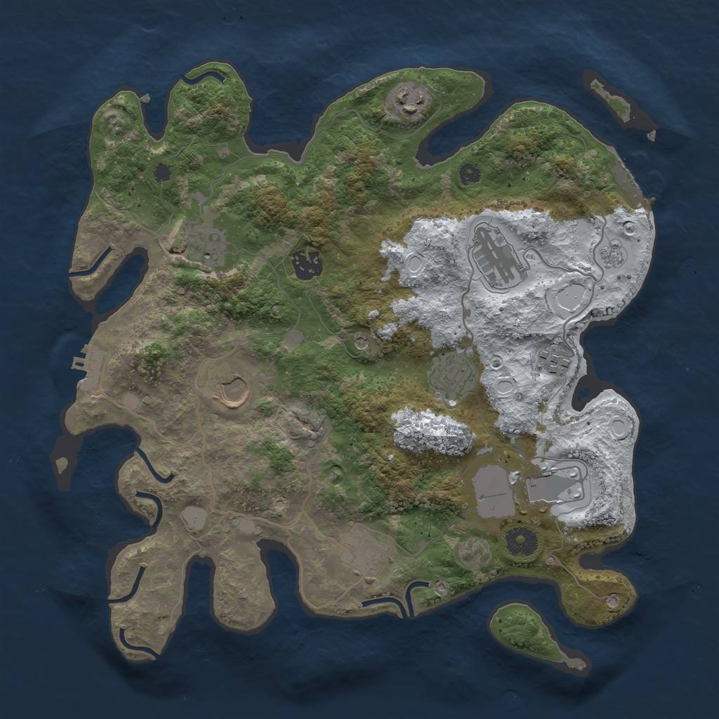 Rust Map: Procedural Map, Size: 3500, Seed: 558316229, 18 Monuments