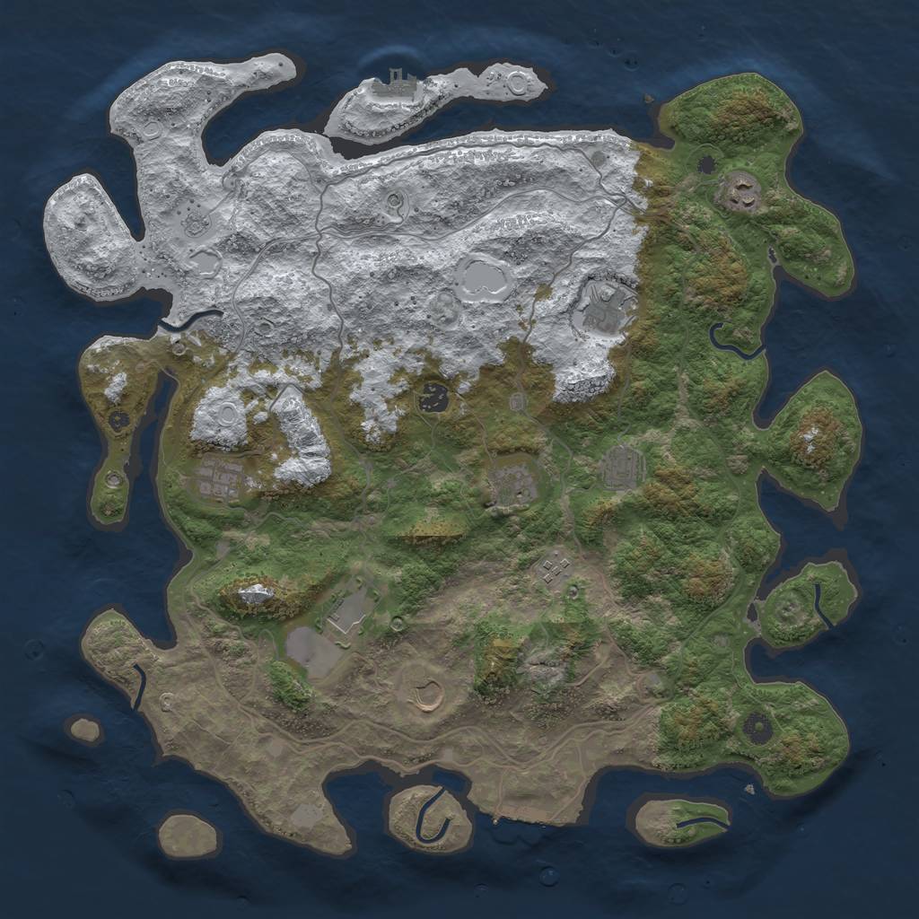 Rust Map: Procedural Map, Size: 4500, Seed: 10754317, 18 Monuments