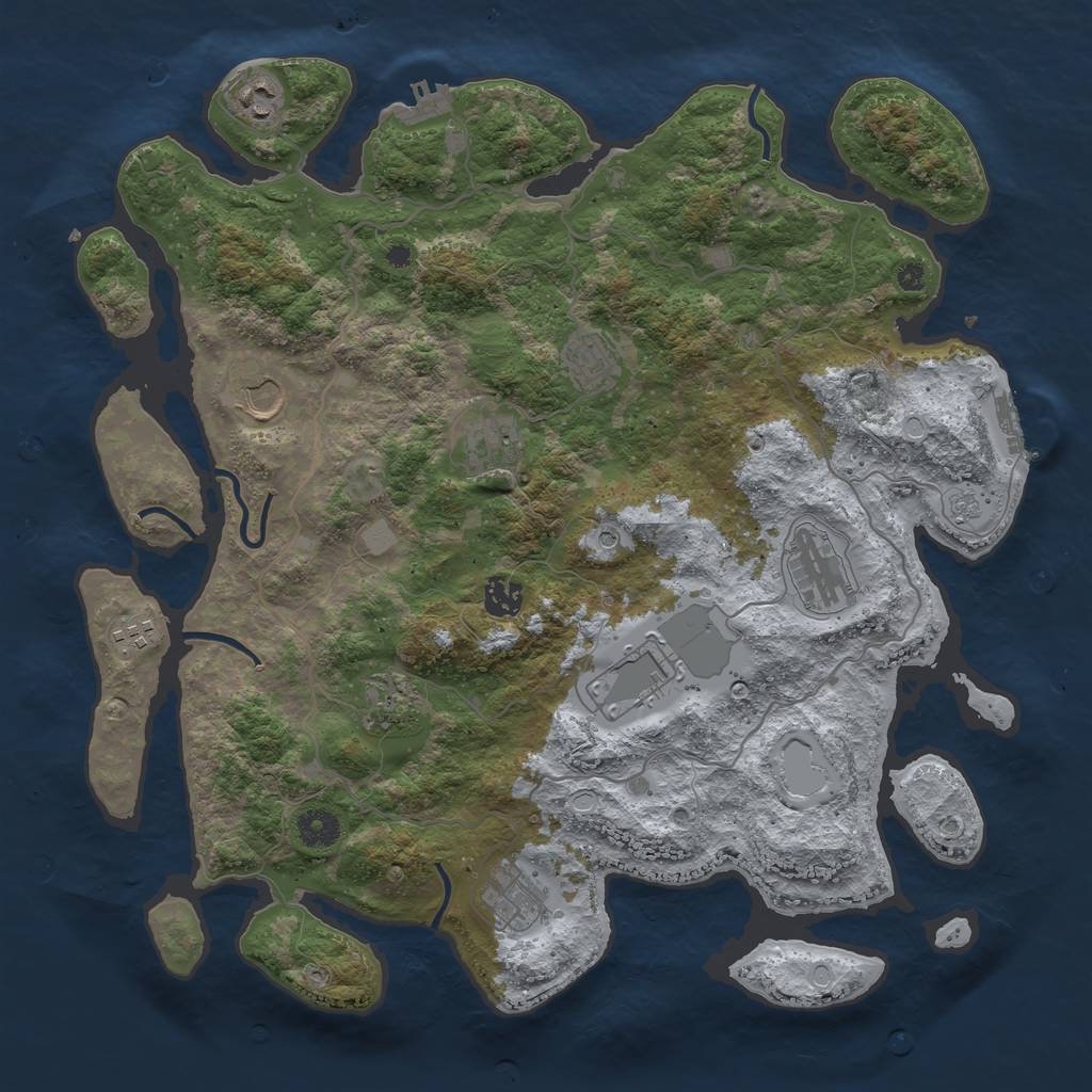 Rust Map: Procedural Map, Size: 4000, Seed: 162435, 19 Monuments