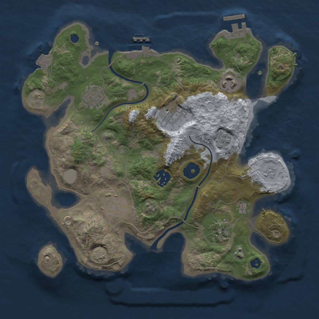 Rust Map: Procedural Map, Size: 3000, Seed: 2408810, 12 Monuments