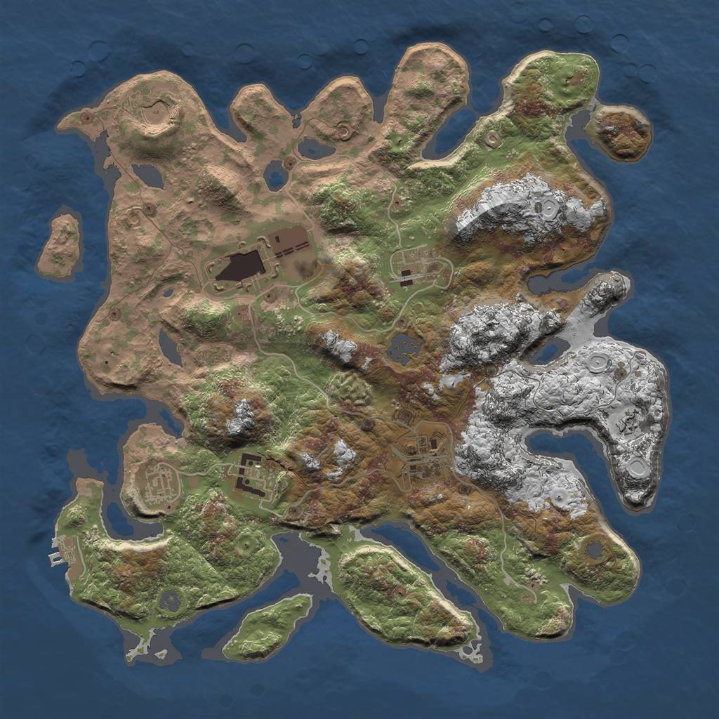 Rust Map: Procedural Map, Size: 3500, Seed: 550833461, 12 Monuments