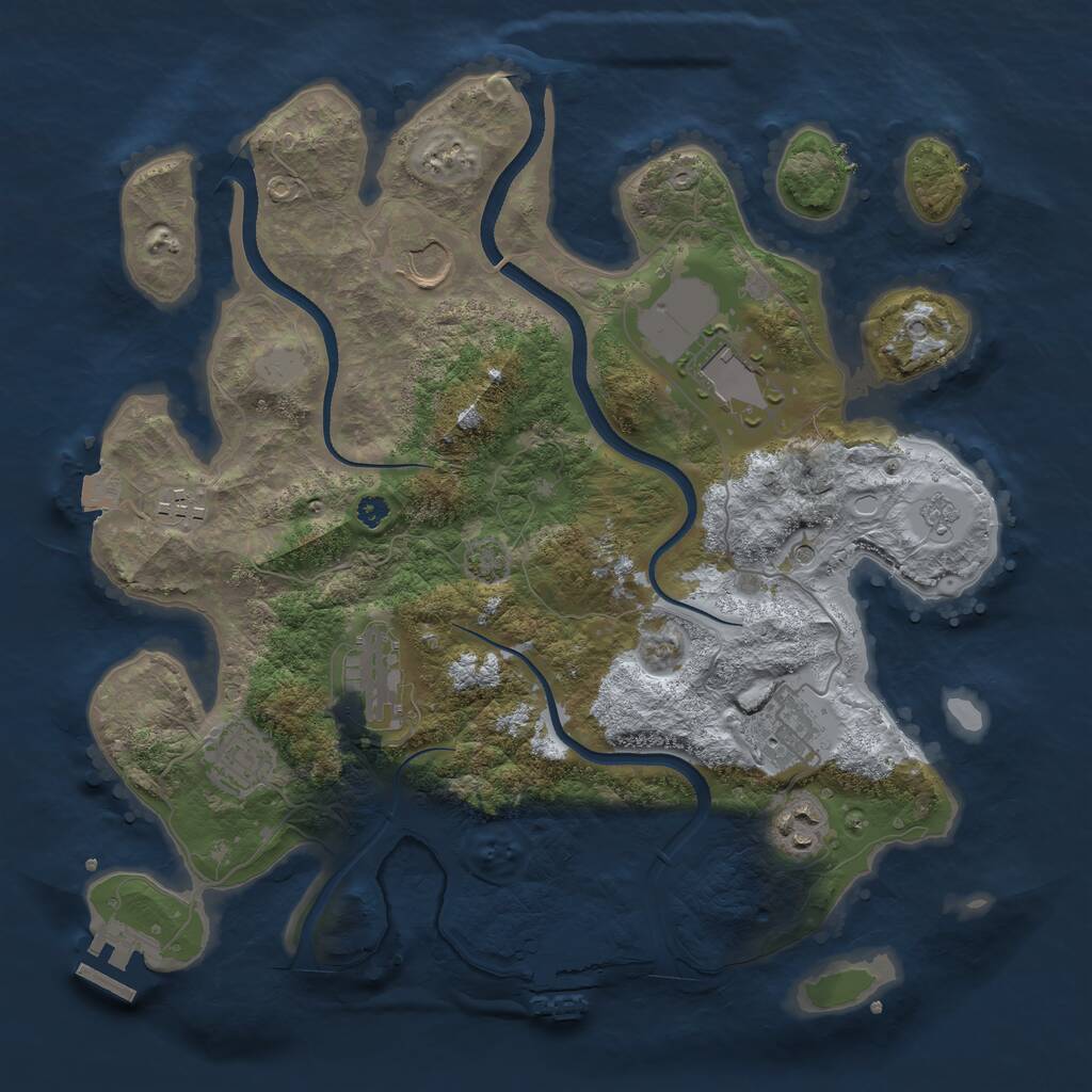 Rust Map: Procedural Map, Size: 3500, Seed: 550833461, 13 Monuments