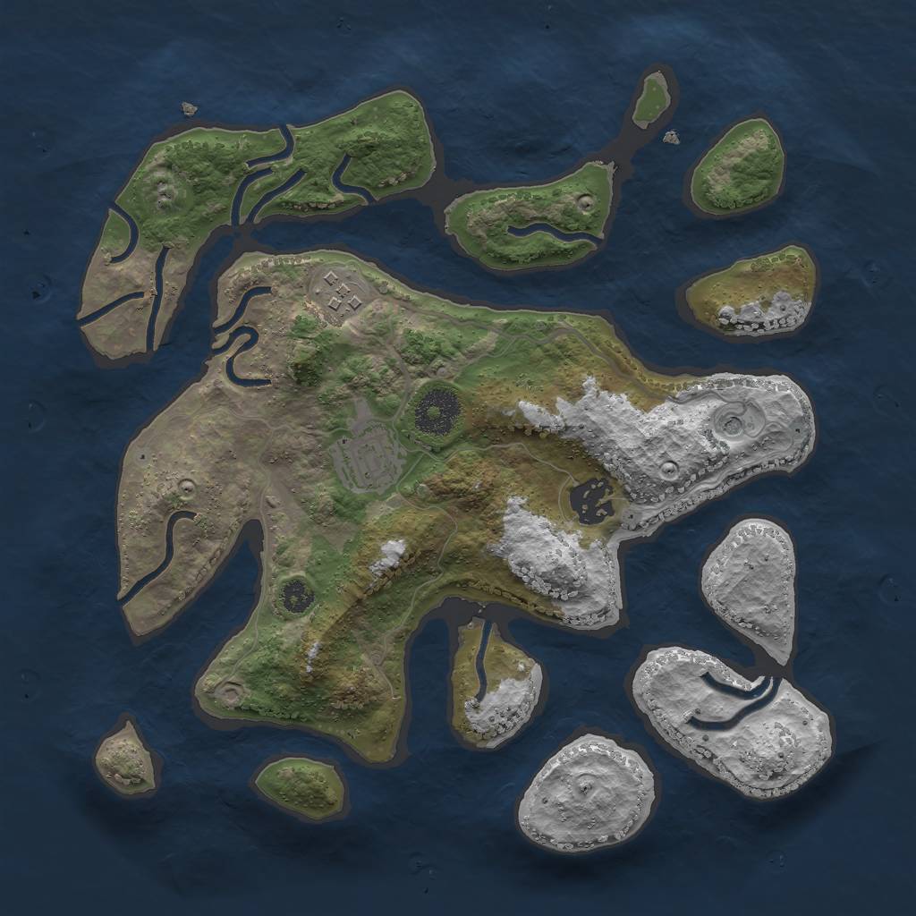 Rust Map: Procedural Map, Size: 3000, Seed: 2069176448, 6 Monuments