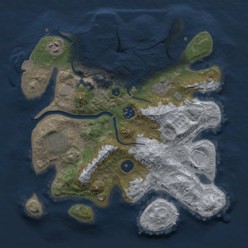 Rust Map: Procedural Map, Size: 3000, Seed: 2069176448, 8 Monuments