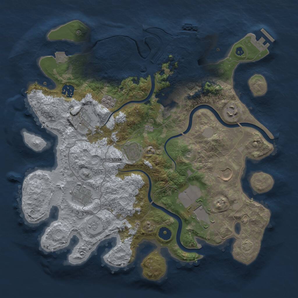Rust Map: Procedural Map, Size: 3500, Seed: 1301612083, 15 Monuments