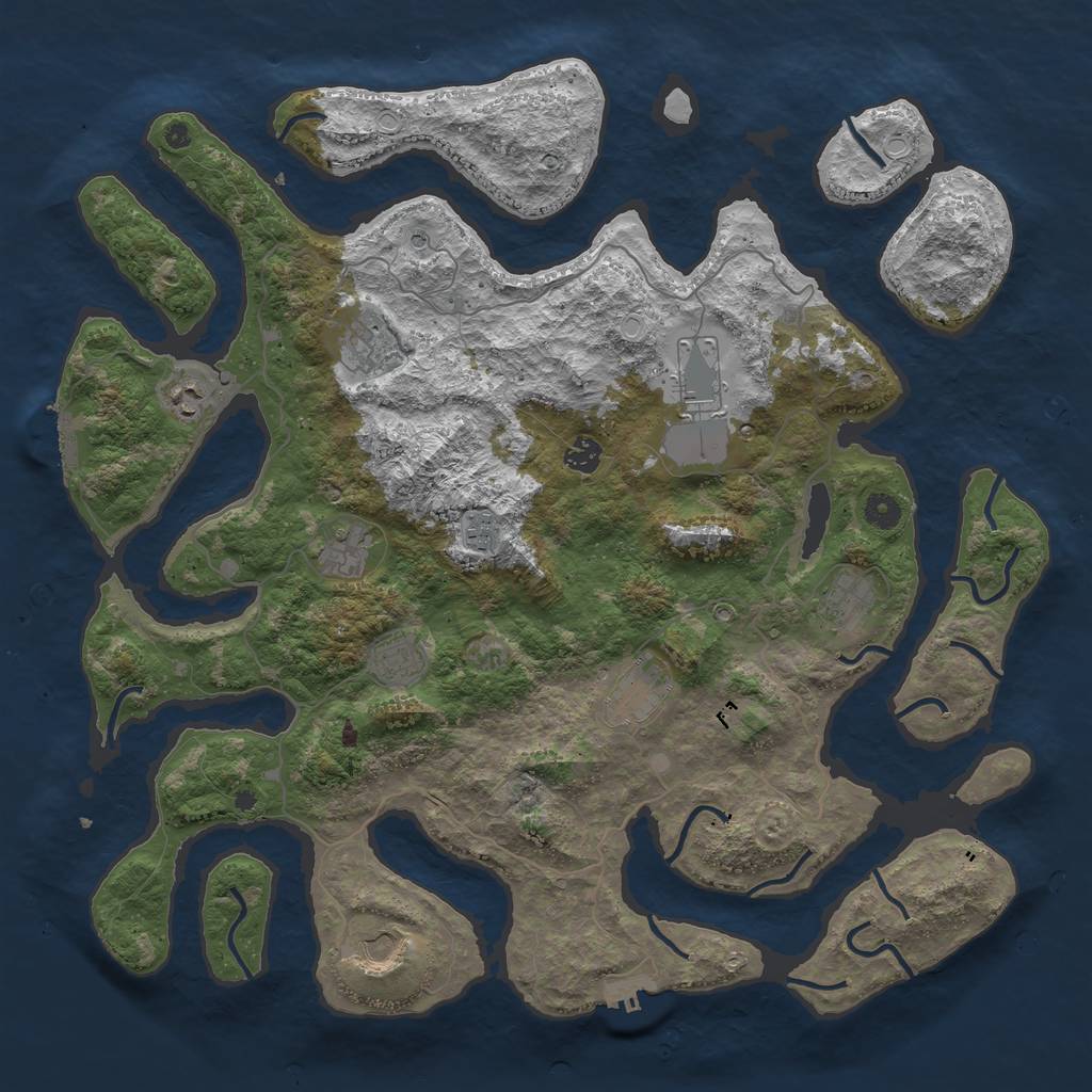 Rust Map: Procedural Map, Size: 4500, Seed: 1468940379, 18 Monuments