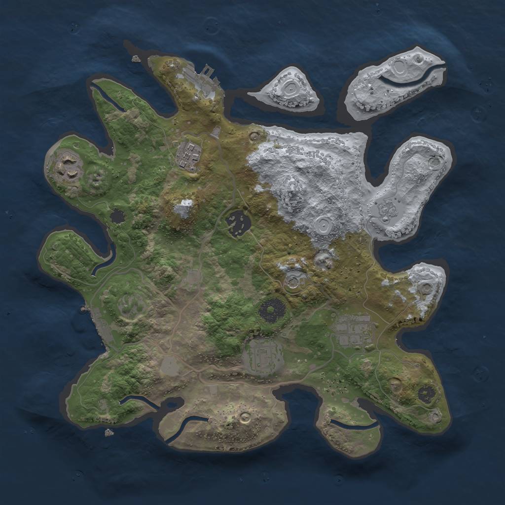 Rust Map: Procedural Map, Size: 3000, Seed: 2408824, 14 Monuments