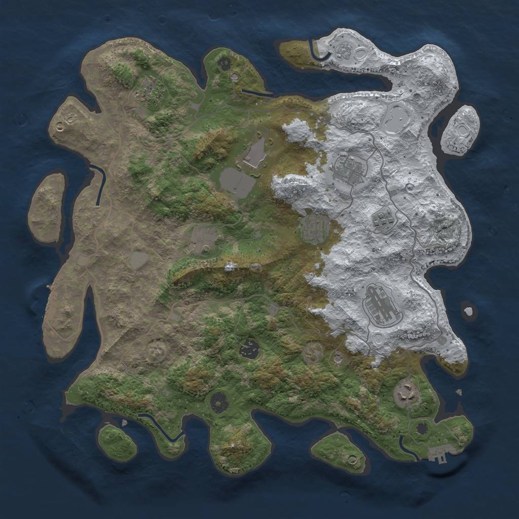 Rust Map: Procedural Map, Size: 4000, Seed: 868742671, 18 Monuments