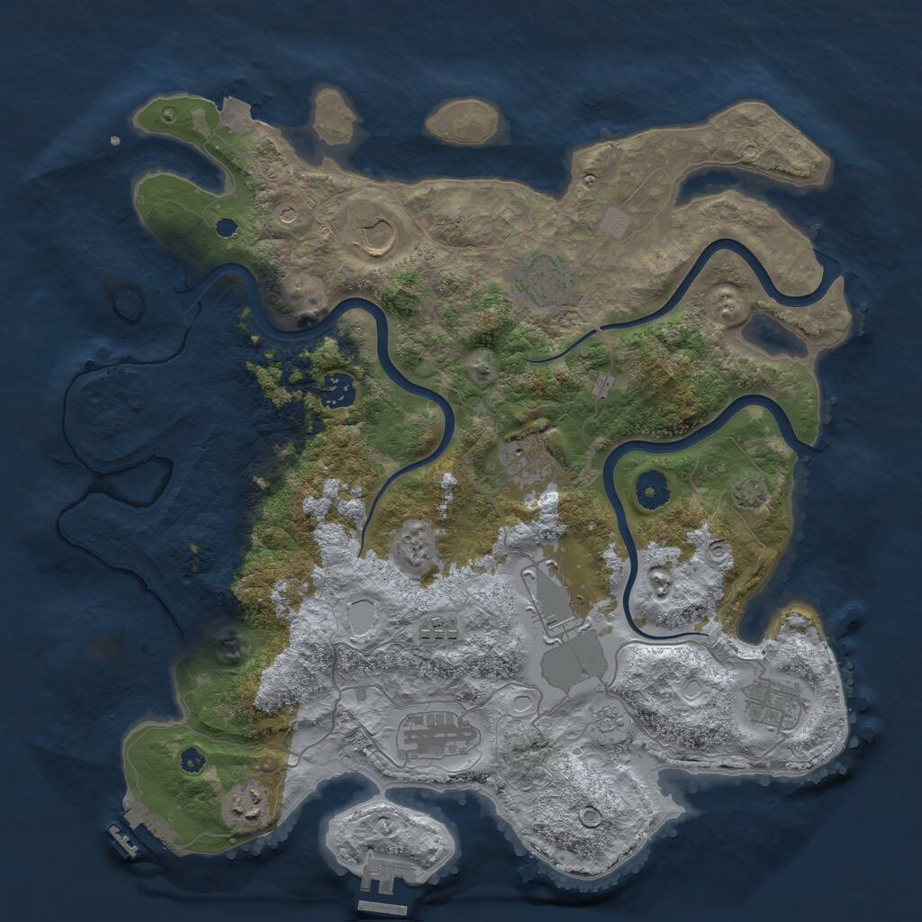 Rust Map: Procedural Map, Size: 3800, Seed: 732632435, 15 Monuments
