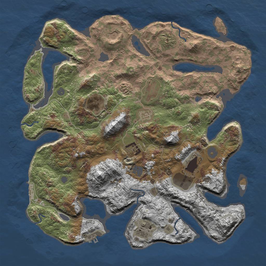 Rust Map: Procedural Map, Size: 3800, Seed: 732632435, 15 Monuments