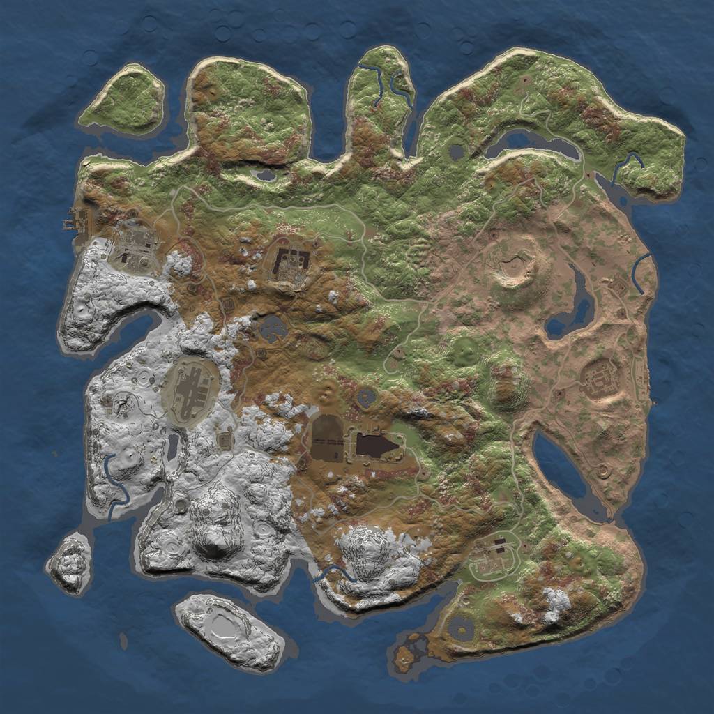 Rust Map: Procedural Map, Size: 4000, Seed: 1836, 14 Monuments