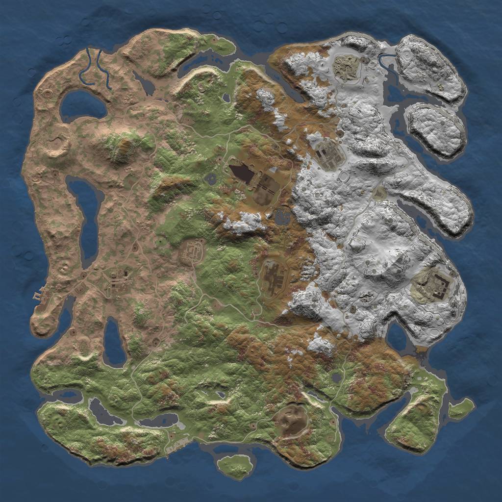 Rust Map: Procedural Map, Size: 4500, Seed: 71783277, 16 Monuments