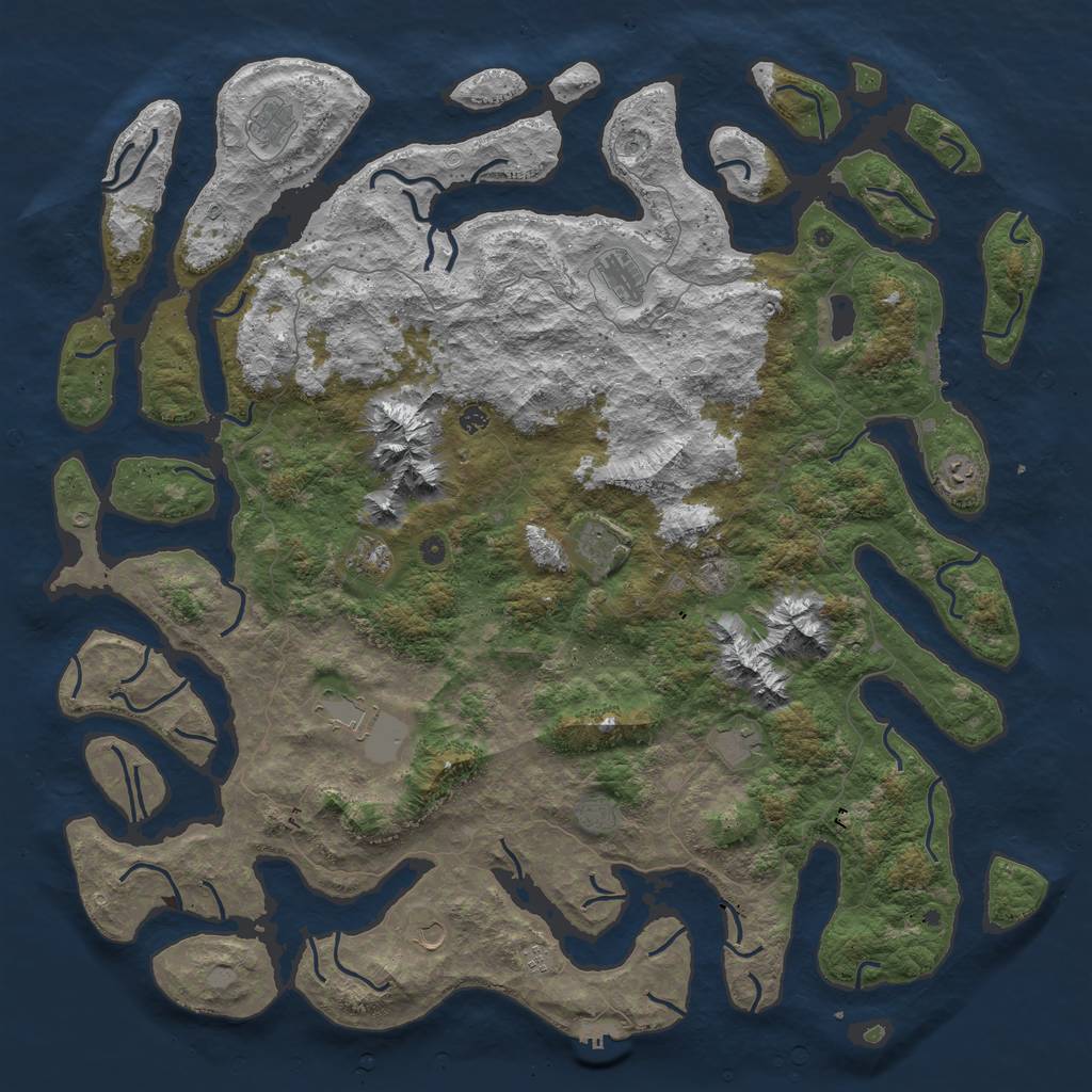 Rust Map: Procedural Map, Size: 6000, Seed: 7567, 19 Monuments