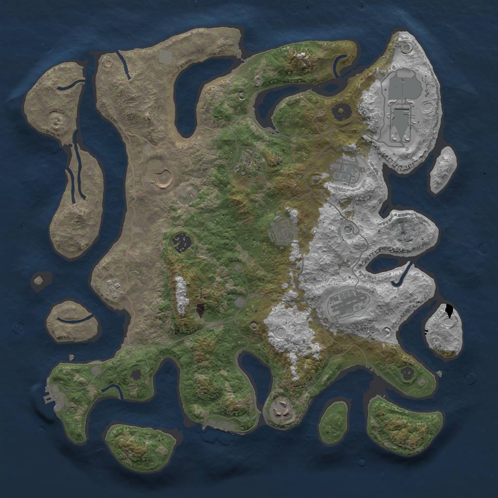 Rust Map: Procedural Map, Size: 4000, Seed: 64541, 17 Monuments