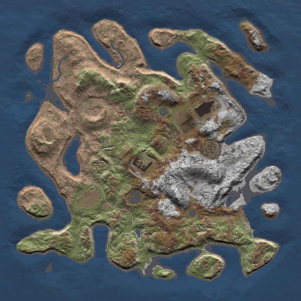 Rust Map: Procedural Map, Size: 3500, Seed: 1707215847, 11 Monuments