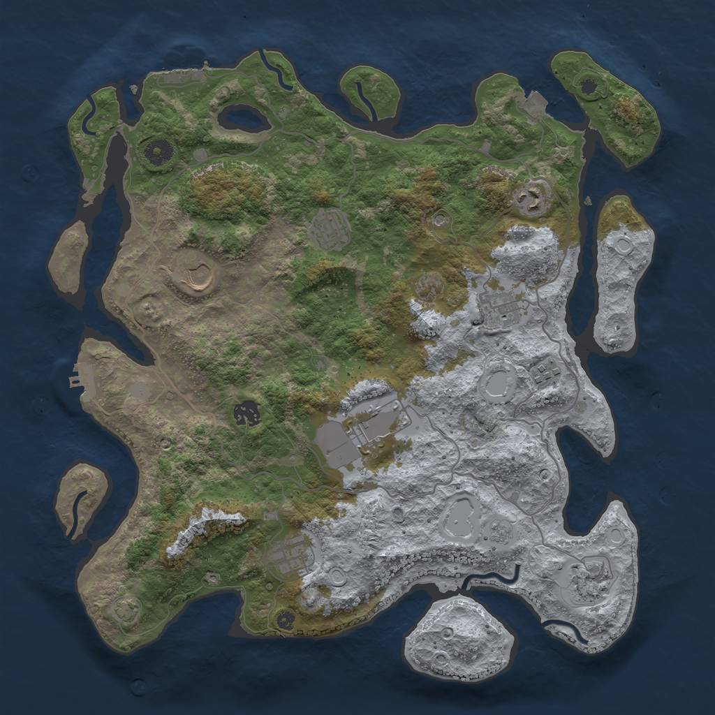 Rust Map: Procedural Map, Size: 4000, Seed: 1642590575, 17 Monuments