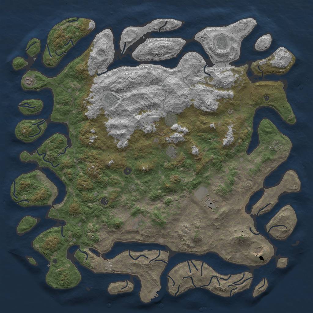 Rust Map: Procedural Map, Size: 6000, Seed: 65, 15 Monuments