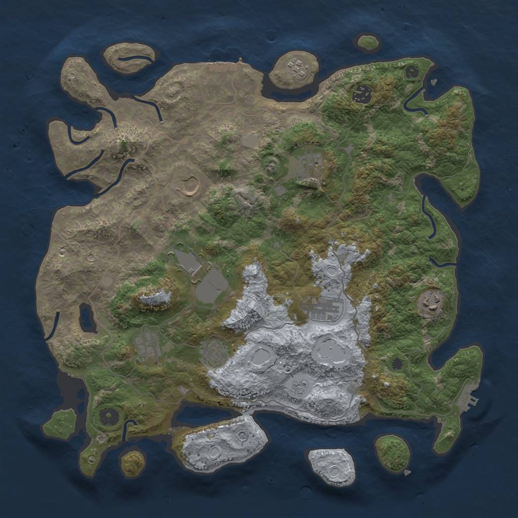 Rust Map: Procedural Map, Size: 4000, Seed: 923165, 18 Monuments