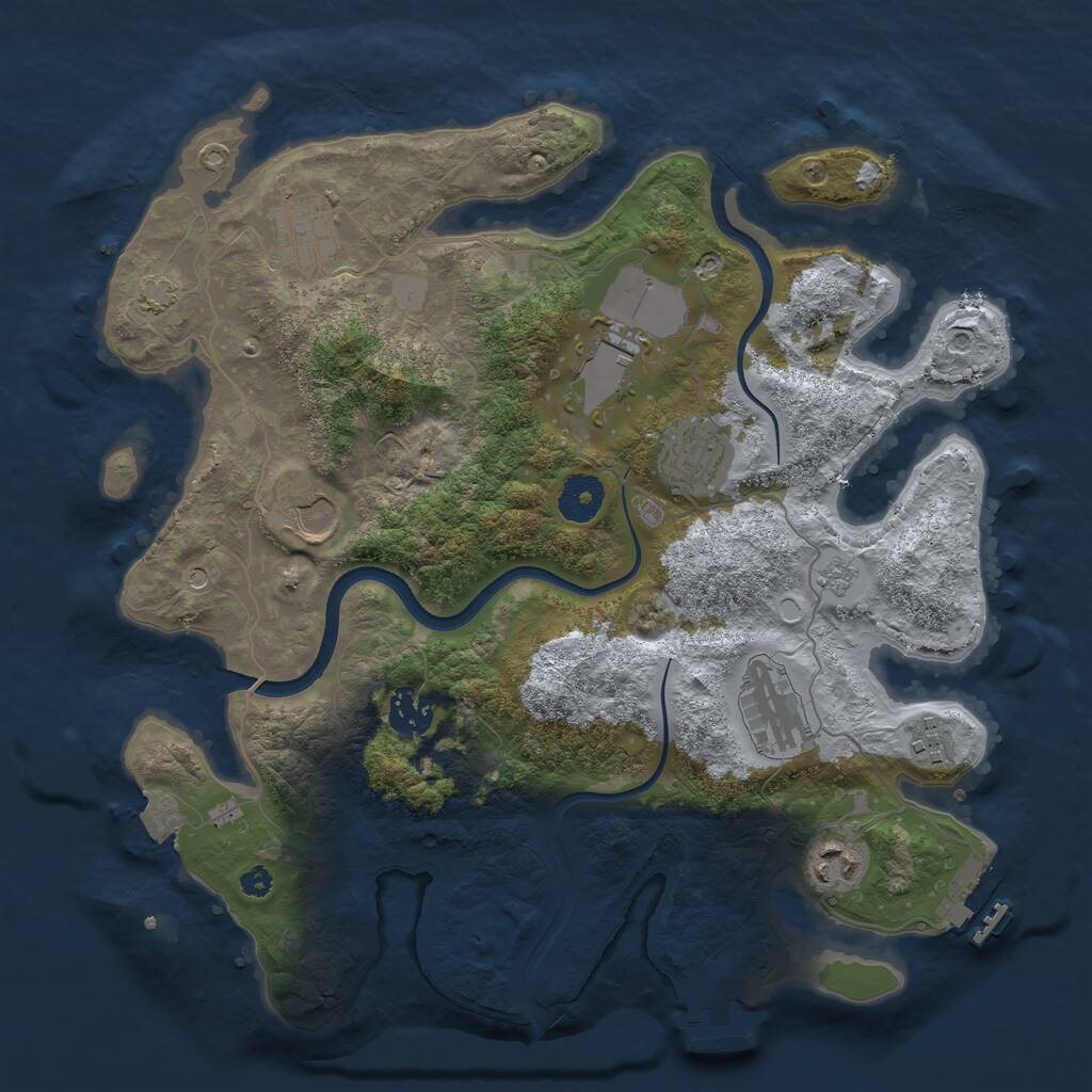 Rust Map: Procedural Map, Size: 3500, Seed: 197483547, 14 Monuments