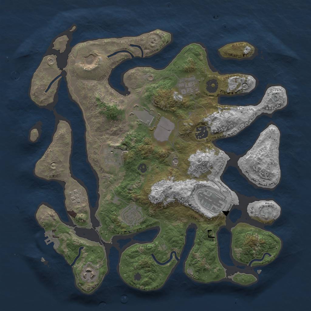 Rust Map: Procedural Map, Size: 3500, Seed: 197483547, 13 Monuments