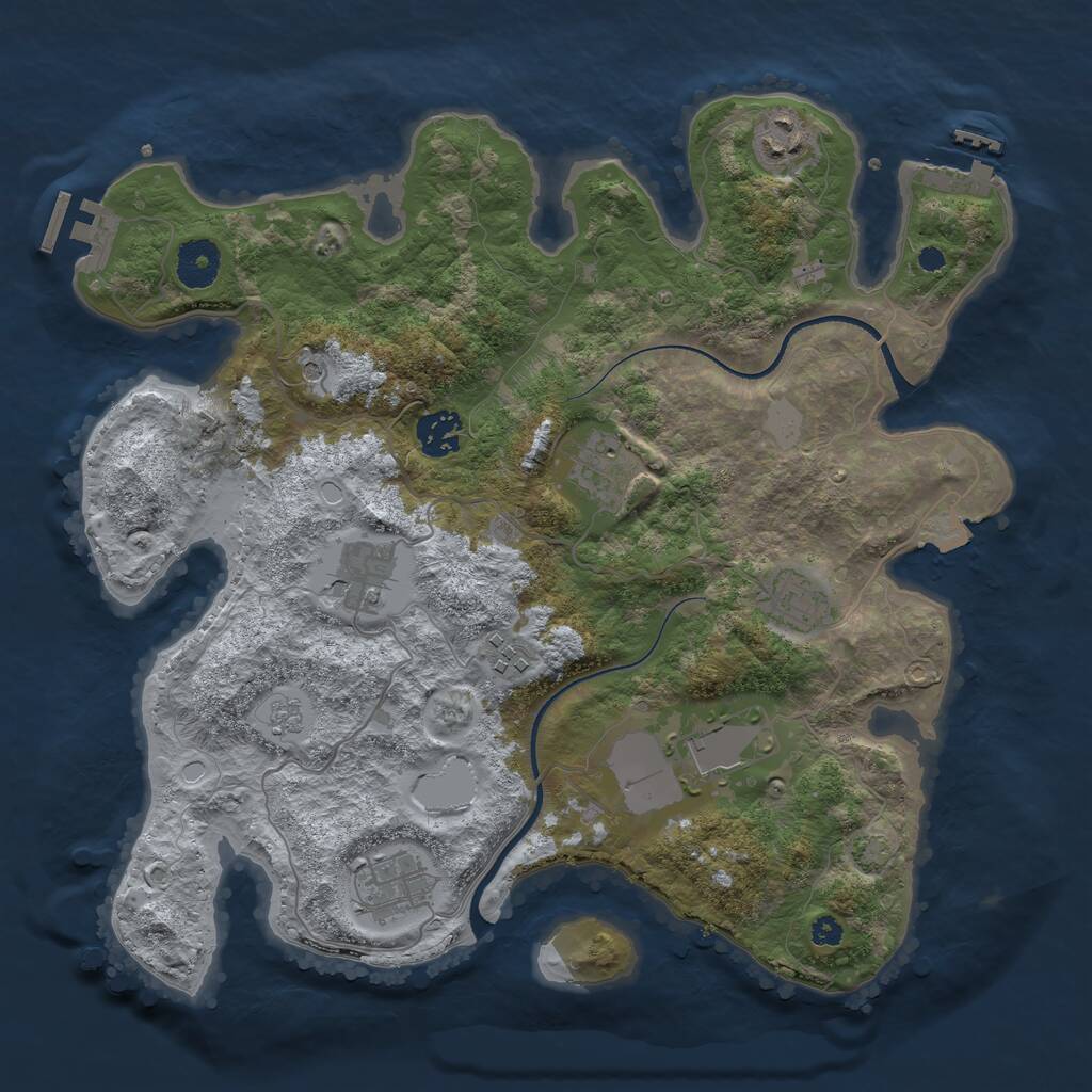 Rust Map: Procedural Map, Size: 3500, Seed: 97785, 14 Monuments