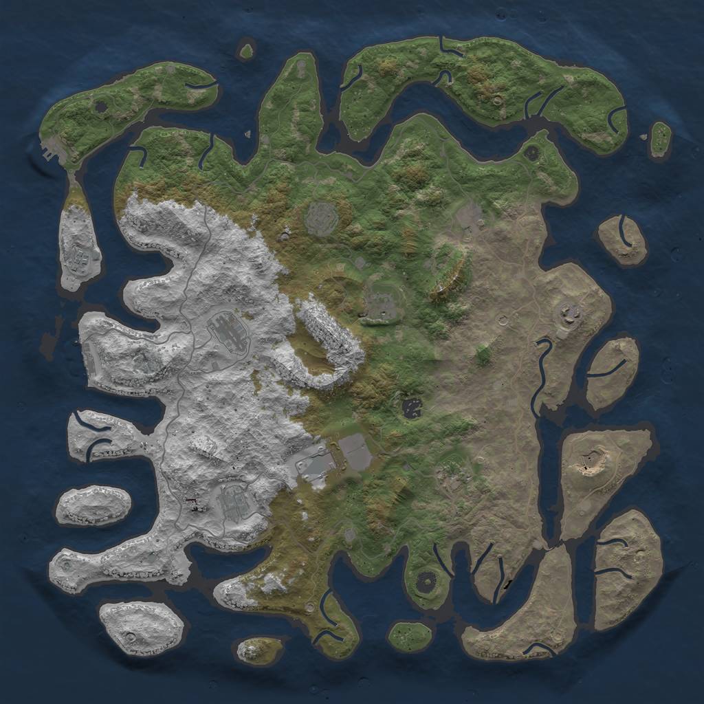 Rust Map: Procedural Map, Size: 5000, Seed: 1000852, 16 Monuments