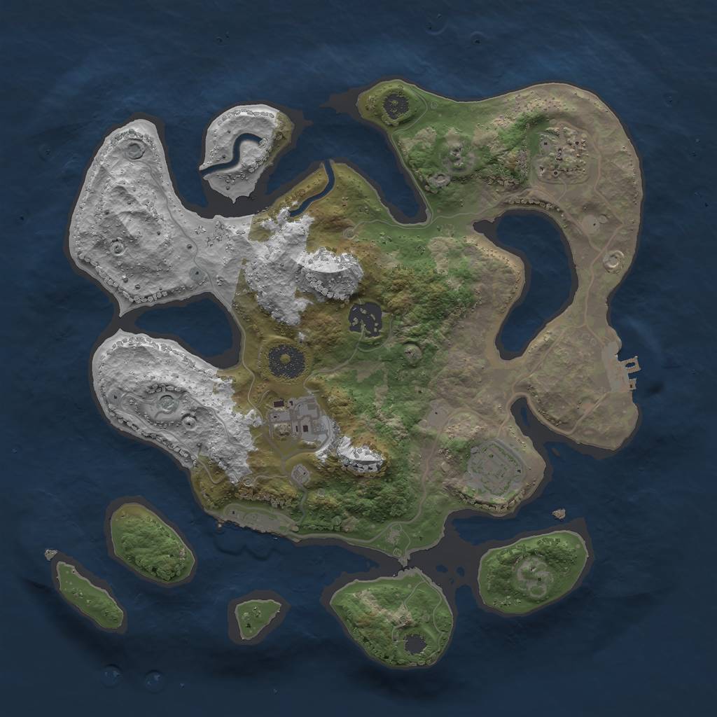 Rust Map: Procedural Map, Size: 3000, Seed: 18839442, 9 Monuments