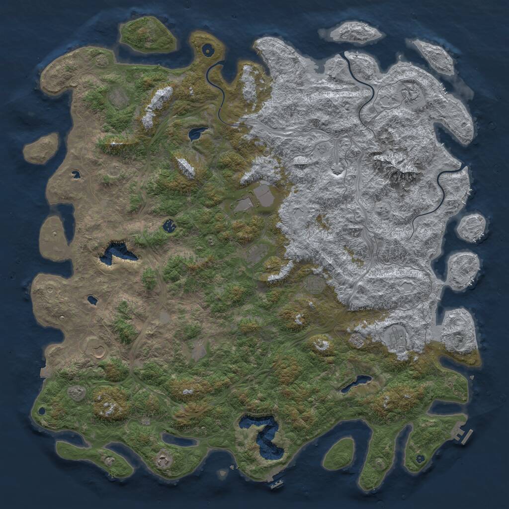 Rust Map: Procedural Map, Size: 6000, Seed: 486271855, 17 Monuments