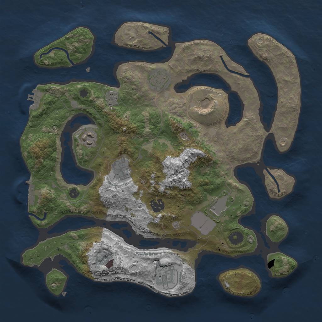 Rust Map: Procedural Map, Size: 3500, Seed: 483475, 16 Monuments