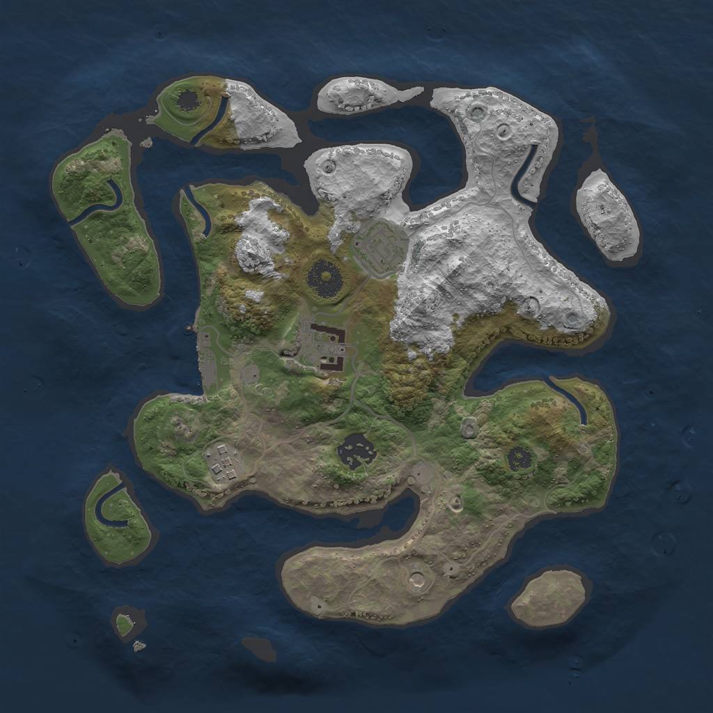 Rust Map: Procedural Map, Size: 3000, Seed: 514757446, 8 Monuments