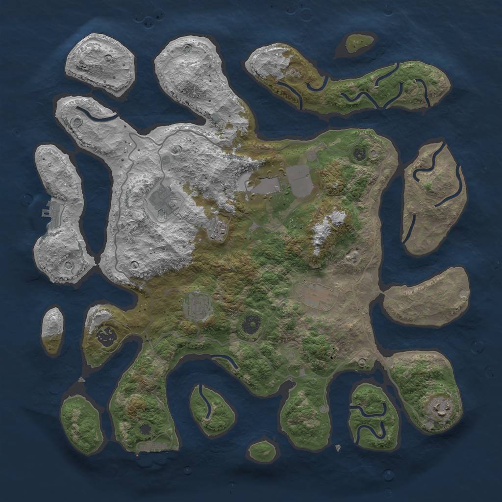 Rust Map: Procedural Map, Size: 4000, Seed: 651651651, 12 Monuments