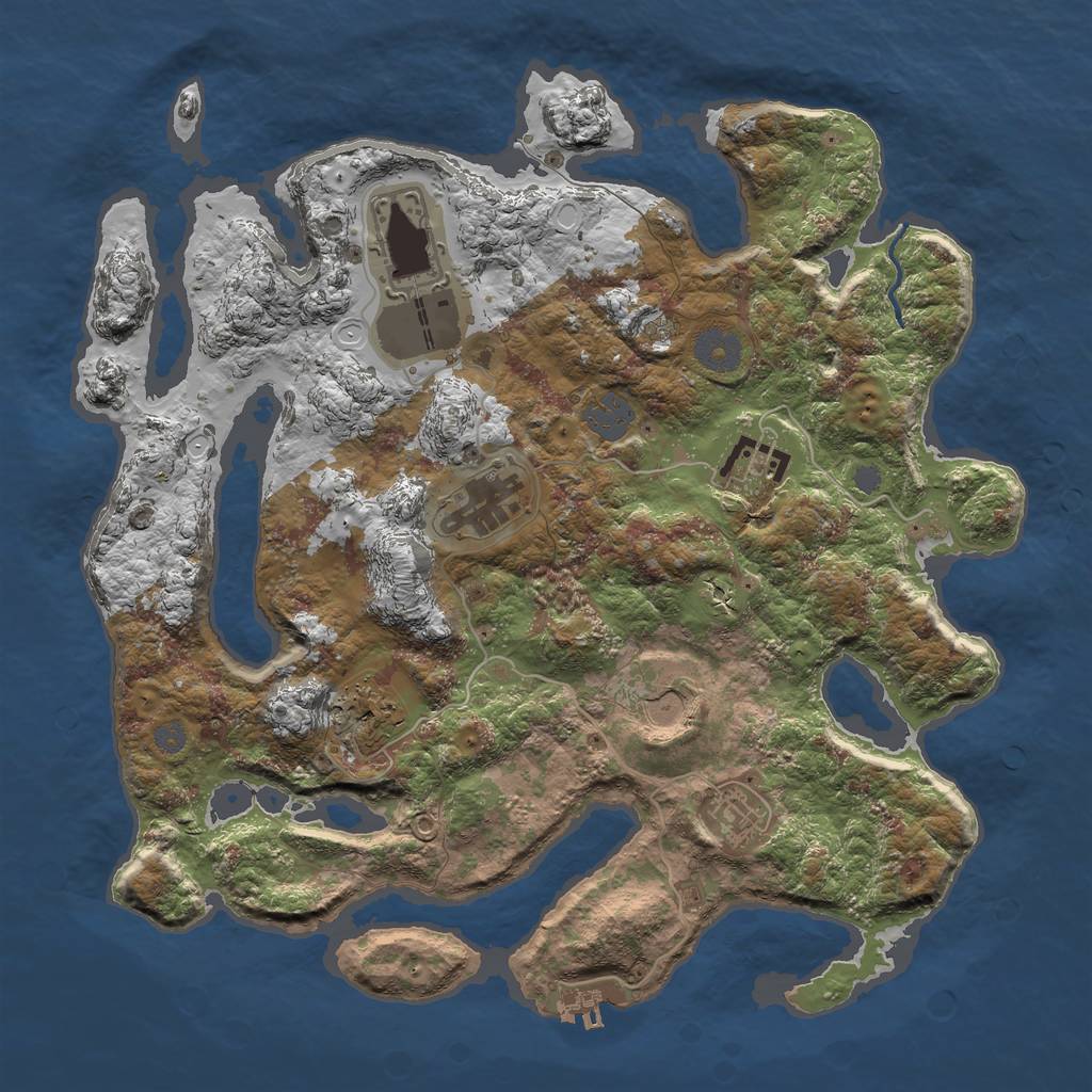 Rust Map: Procedural Map, Size: 3500, Seed: 5202, 12 Monuments