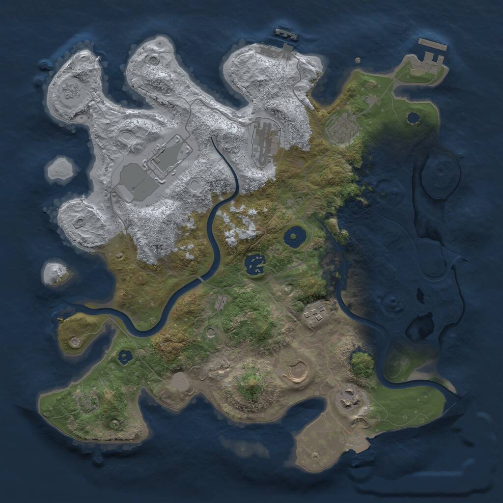 Rust Map: Procedural Map, Size: 3500, Seed: 5202, 13 Monuments
