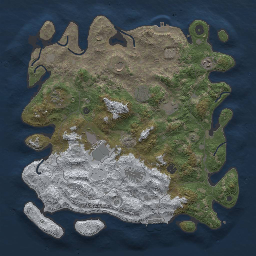 Rust Map: Procedural Map, Size: 4000, Seed: 268493, 18 Monuments