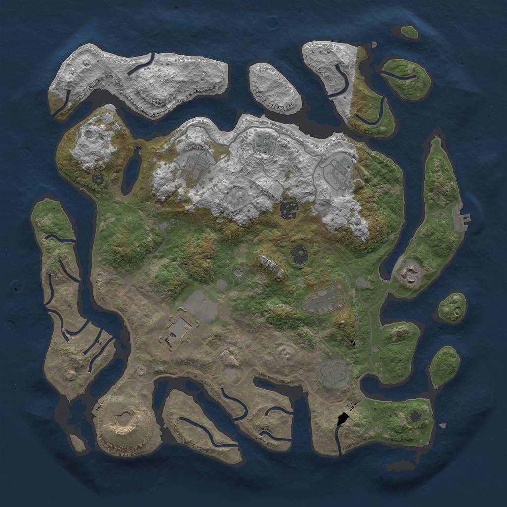 Rust Map: Procedural Map, Size: 4000, Seed: 6821, 13 Monuments