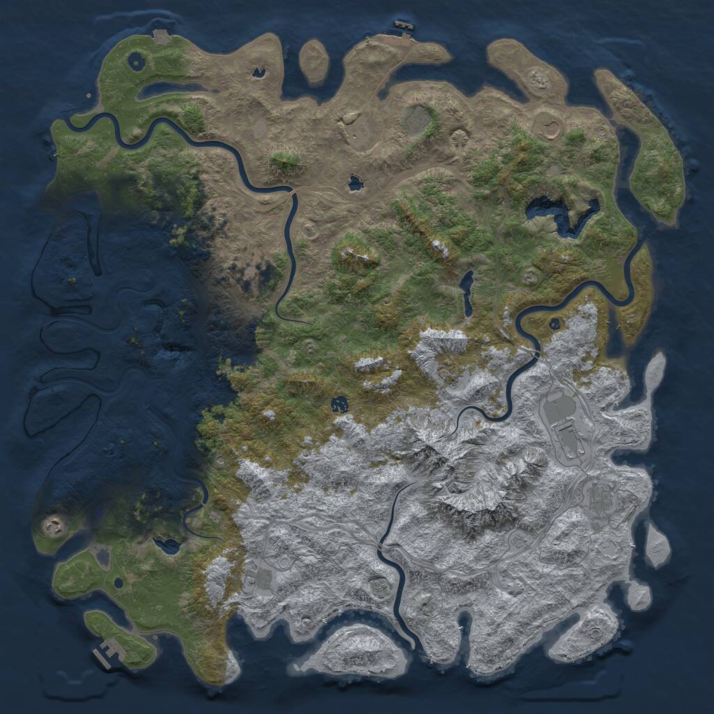 Rust Map: Procedural Map, Size: 6000, Seed: 5050, 17 Monuments