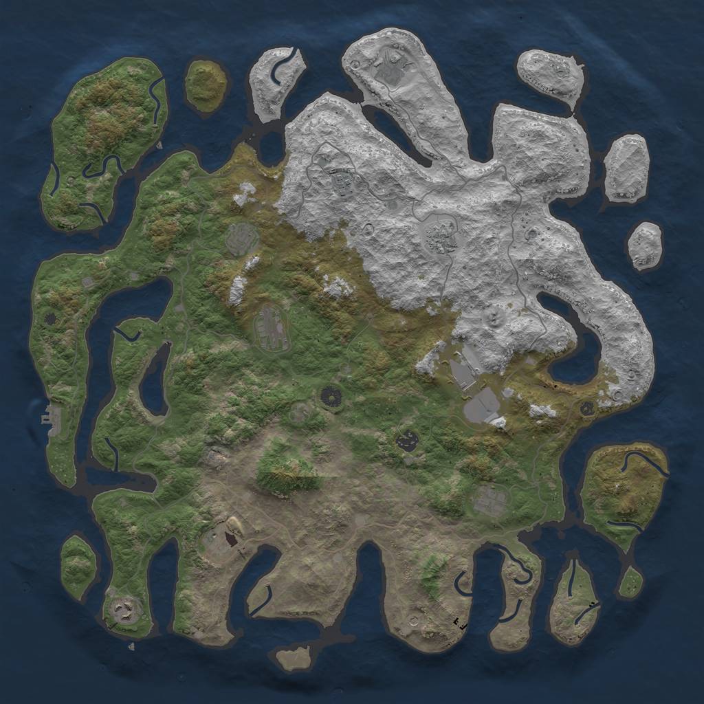 Rust Map: Procedural Map, Size: 5000, Seed: 42332, 14 Monuments
