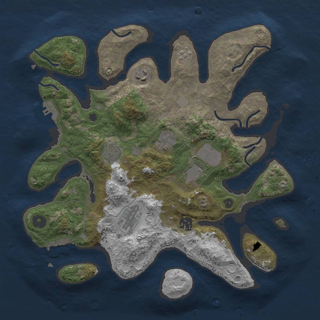 Rust Map: Procedural Map, Size: 3500, Seed: 893334943, 14 Monuments