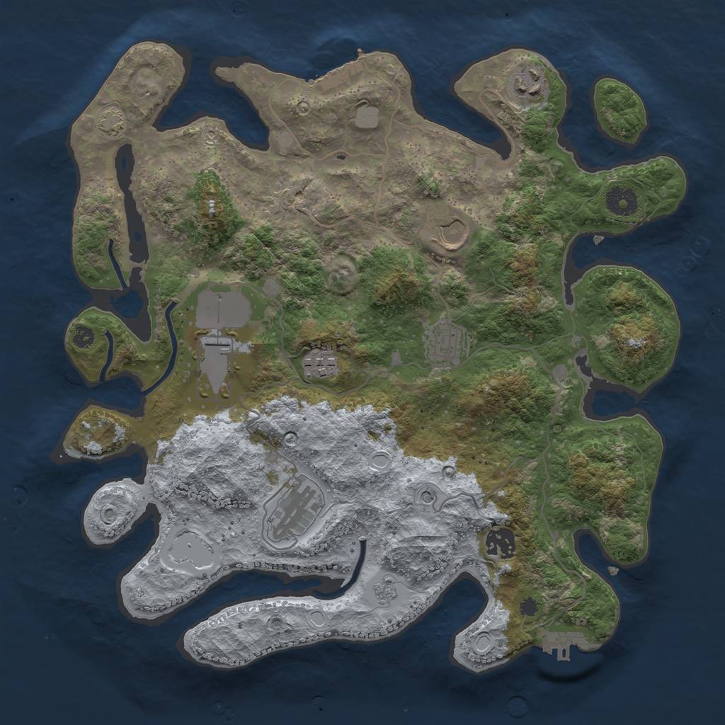 Rust Map: Procedural Map, Size: 3500, Seed: 809997166, 15 Monuments